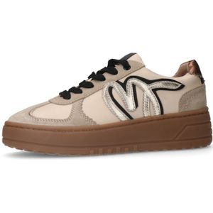 MANFIELD - Sneakers Laag - Crème - Taupe - Goud - Zwart