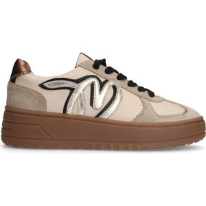 MANFIELD - Sneakers Laag - Crème - Taupe - Goud - Zwart