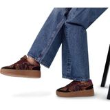 Manfield - Dames - Zwarte leren panter sneakers