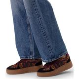 Manfield - Dames - Zwarte leren panter sneakers