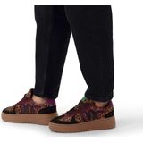 Manfield - Dames - Zwarte leren panter sneakers