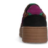 Manfield - Dames - Zwarte leren panter sneakers