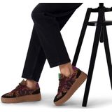 Manfield - Dames - Zwarte leren panter sneakers