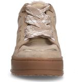 Manfield - Dames - Hoge Sneakers - Beige - Suède - Plateauzool 4 cm