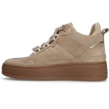 Manfield - Dames - Hoge Sneakers - Beige - Suède - Plateauzool 4 cm