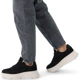 Manfield - Dames - Zwarte Nubuck Sneakers - Chunky Zool - Uitneembaar Voetbed