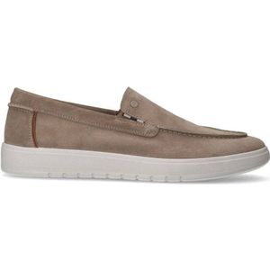 Manfield - Beige Suède Loafers - Suède - Witte Zool 3 cm