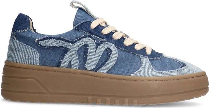 Manfield - Dames - Blauwe denim sneakers