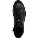 Manfield - Dames - Zwarte leren veterlaarsjes