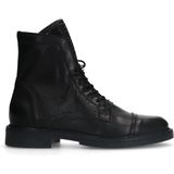 Manfield - Dames - Zwarte leren veterlaarsjes