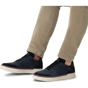 Manfield - Sneakers - Blauw - Suède - Witte Zool