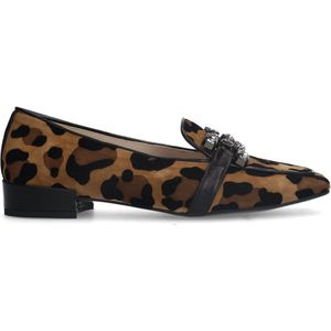 Manfield - Velours Loafer - Veelkleurig - Velours - Panterprint met Ketting