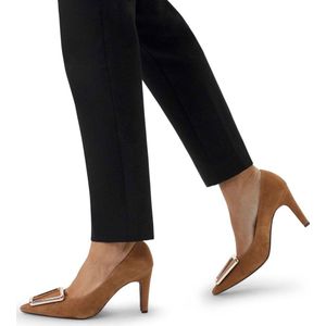 Manfield - Dames - Beige suède pumps - Maat 39