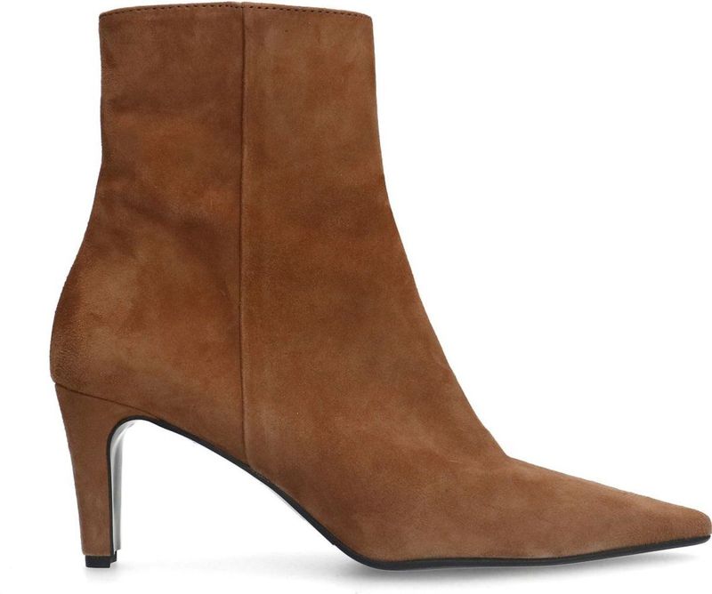 Manfield suède enkellaarzen cognac