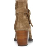 Manfield - Beige Enkellaarsjes - Suède - Ritssluiting - Blokhak 7 cm