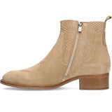 Manfield - Dames - Enkellaarsjes - Beige - Suède