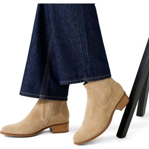 Manfield - Dames - Enkellaarsjes - Beige - Suède