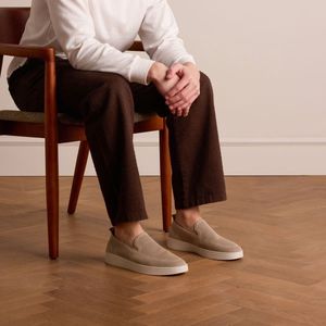 Manfield - Loafers - Beige - Textiel - Platte Zool