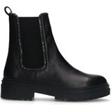 Manfield - Dames - Zwarte leren chelsea boots