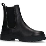 Manfield - Dames - Zwarte leren chelsea boots
