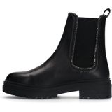 Manfield - Dames - Zwarte leren chelsea boots
