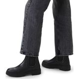 Manfield - Dames - Zwarte leren chelsea boots