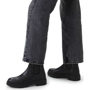 Manfield - Dames - Zwarte leren chelsea boots