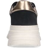 Manfield - Dames - Zwarte suède sneakers met panterprint - Maat 36