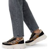 Manfield - Suède Sneakers - Zwart - Panterprint - Chunky Zool