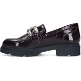 Manfield - Dames - Bordeaux Rode Lakleren Loafers - Zilveren Chain