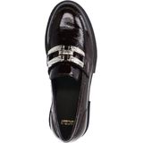 Manfield - Dames - Bordeaux Rode Lakleren Loafers - Zilveren Chain