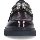 Manfield - Dames - Bordeaux Rode Lakleren Loafers - Zilveren Chain