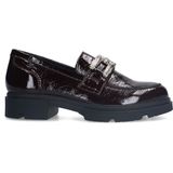 Manfield - Dames - Bordeaux Rode Lakleren Loafers - Zilveren Chain