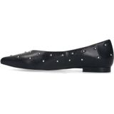 Manfield - Ballerina's - Zwart - Leer - Spitse Neus - Studs