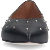 Manfield - Ballerina's - Zwart - Leer - Spitse Neus - Studs