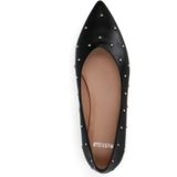 Manfield - Ballerina's - Zwart - Leer - Spitse Neus - Studs