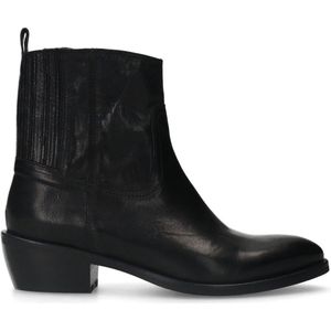 Manfield - Dames - Zwarte leren cowboy laarzen