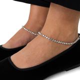 Manfield - Zwarte Velours Ballerina's - Strass Enkelbandje