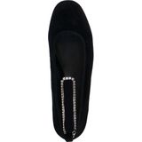 Manfield - Zwarte Velours Ballerina's - Strass Enkelbandje