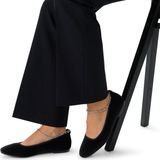 Manfield - Zwarte Velours Ballerina's - Strass Enkelbandje