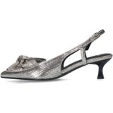 Manfield - Zilveren Glitter Slingbacks - Leer - Hak 5 cm
