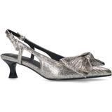 Manfield - Zilveren Glitter Slingbacks - Leer - Hak 5 cm