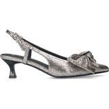 Manfield - Zilveren Glitter Slingbacks - Leer - Hak 5 cm