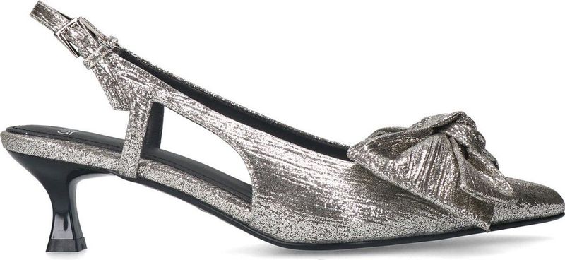 Manfield - Zilveren Glitter Slingbacks - Leer - Hak 5 cm