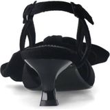 Manfield - Zwarte Suède Slingbacks - Dames - Leer - Strik