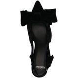 Manfield - Zwarte Suède Slingbacks - Dames - Leer - Strik