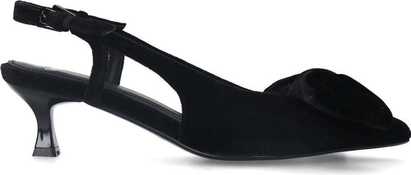 Manfield - Zwarte Suède Slingbacks - Dames - Leer - Strik