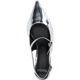 Manfield - Zilveren Lak Slingbacks - Pumps - Puntneus - 2 Gespsluitingen
