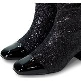 Manfield - Dames - Zwarte hoge glitterlaarzen