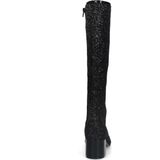 Manfield - Dames - Zwarte hoge glitterlaarzen